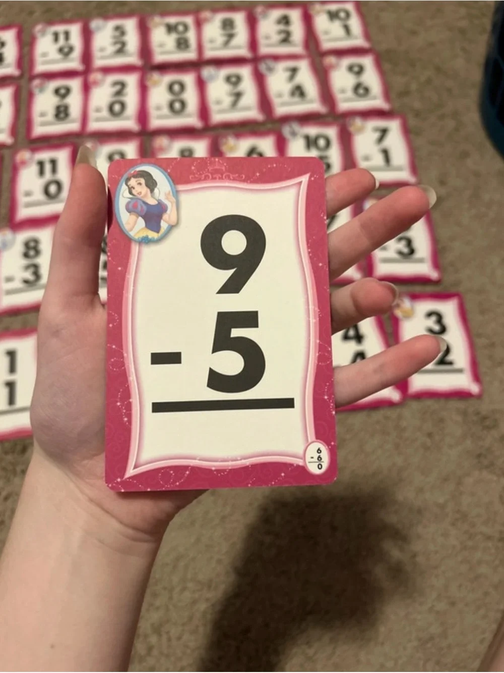 Disney Princess Subtraction Flash Cards Complete 36 Card Set Learning Math